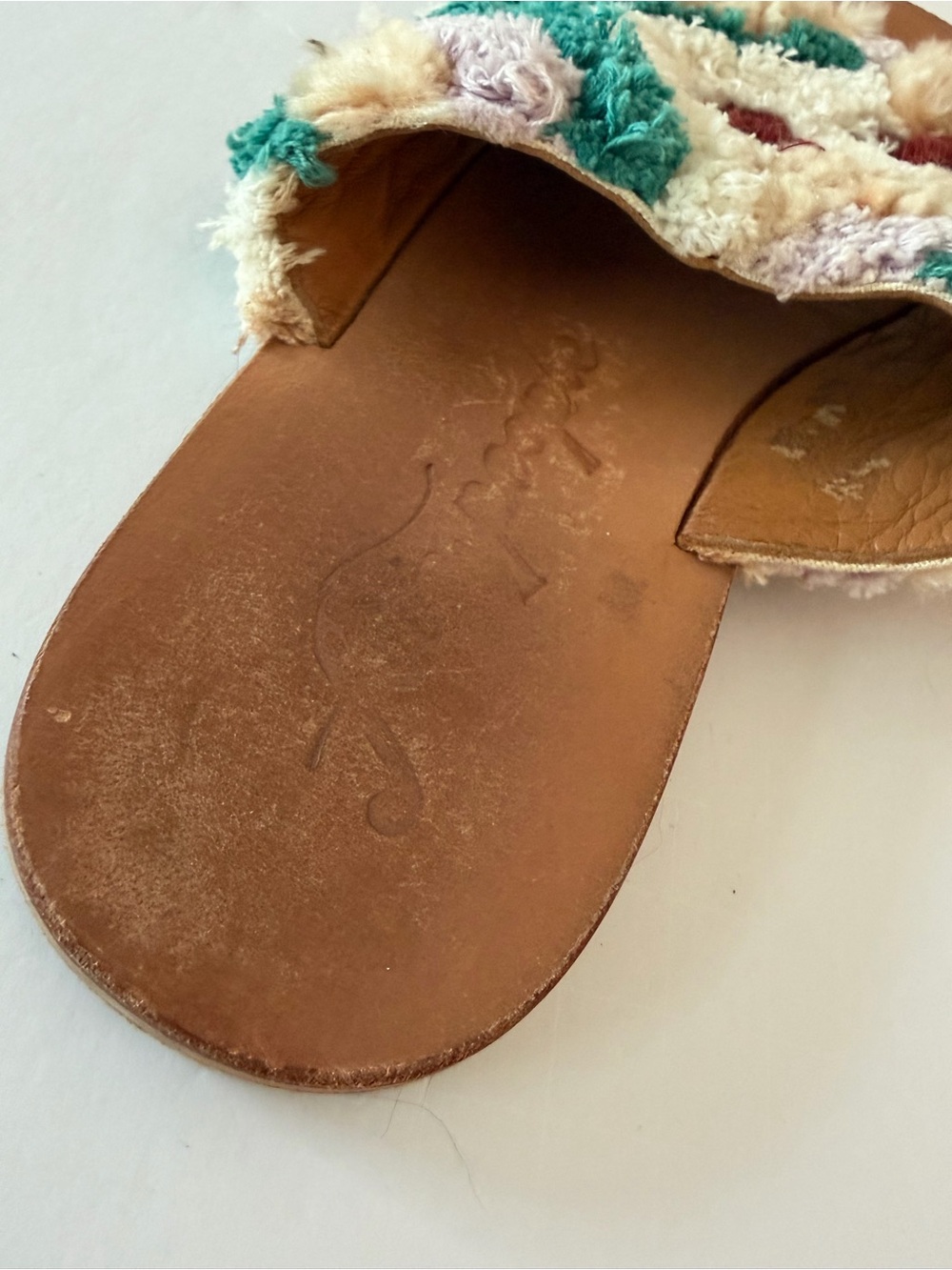 Free People Yuma Woven Mule Sandals Leather Tan Embroidery Women's 37 (7 US) - Picture 3 of 9